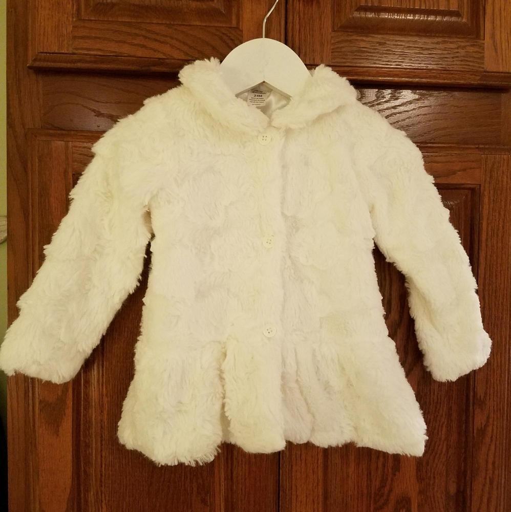 Ivory Toddler Faux Fur Coat 24 mos